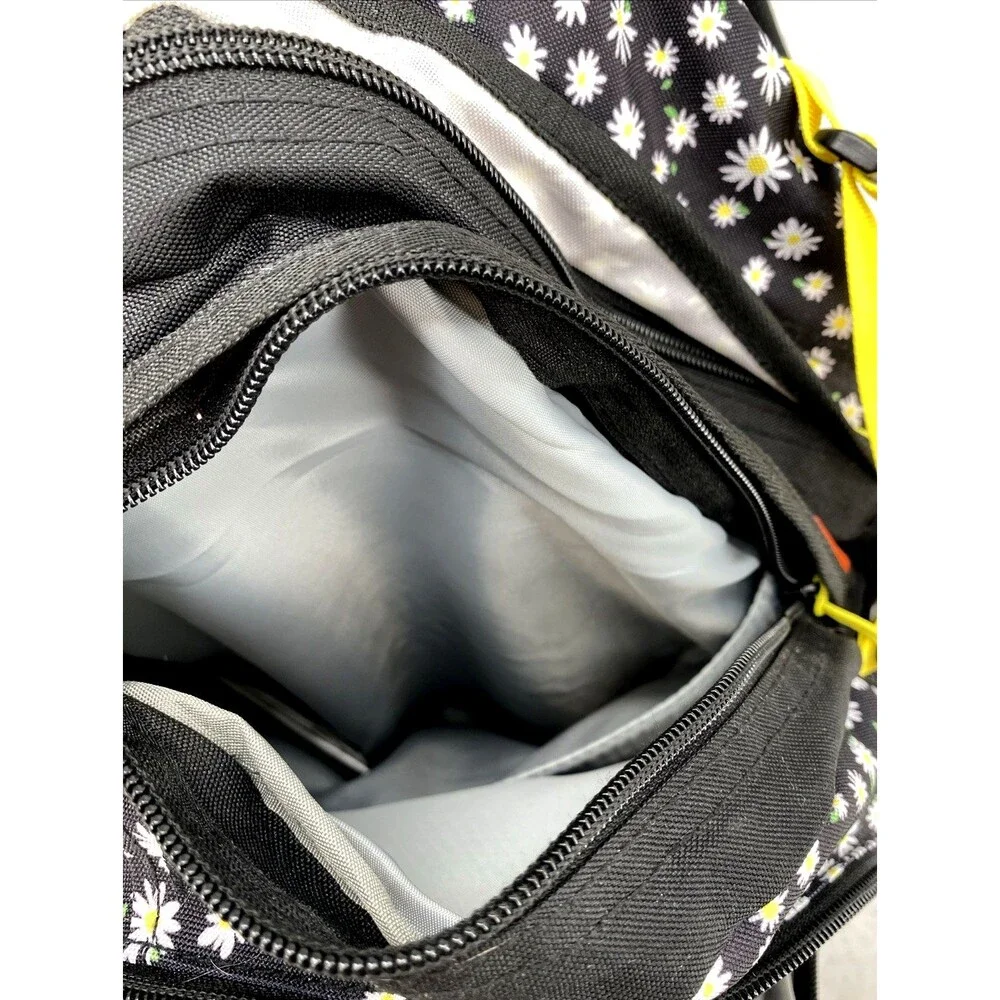 High Sierra Loop Backpack Daisy Floral Print Black Yellow School Travel Daypack